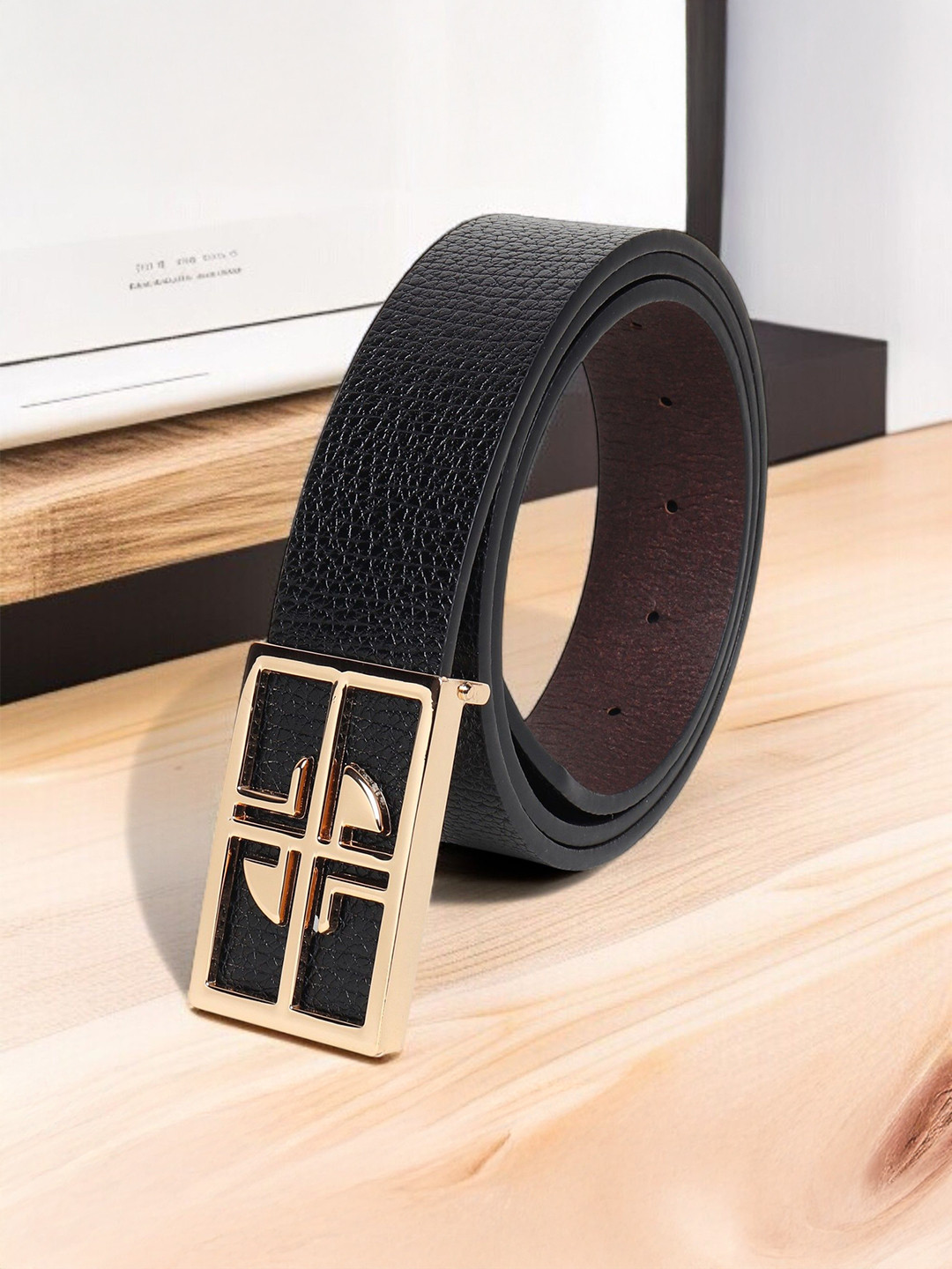 LOOPA Men Textured PU Formal Belt