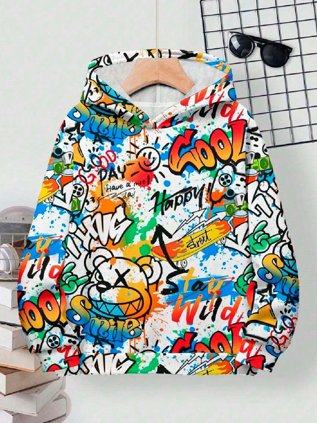 Provogue Boys Graffiti Printed Pullover Sweatshirt