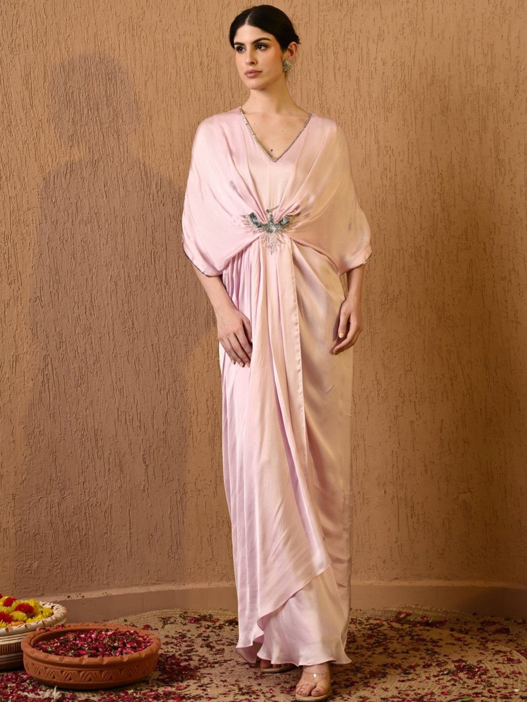 SUNANTA MADAAN Embroidered Kimono Sleeves  Kaftan Maxi Ethnic Dresse