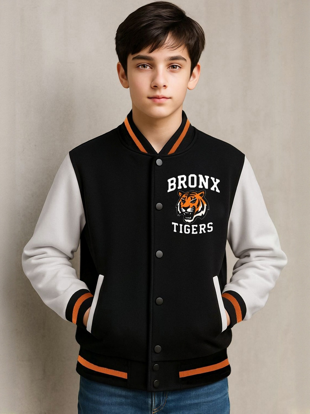 HERE&NOW Unisex Kids Suede Varsity Jacket