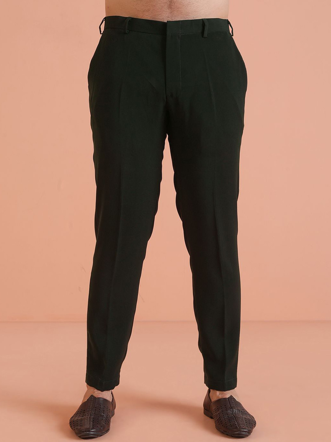 KISAH Mens Dark Green Slim Fit Trouser Modern Sophisticated