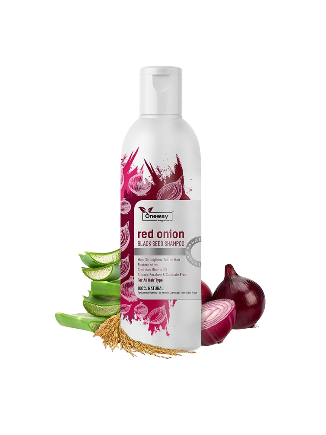 Oneway Happiness Red Onion Black Seed Shampoo With Vitamin E For Hair Growth - 100 ml