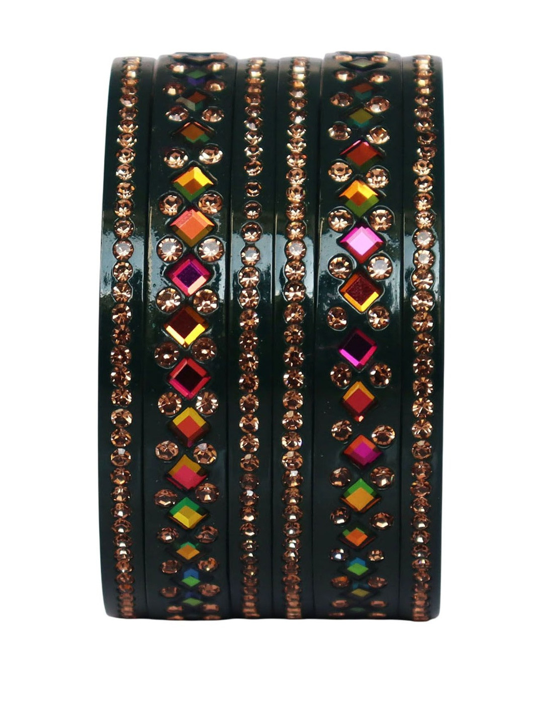 TAJ BRIDAL STORE Women Traditional Lac Bangles Set With Latest Rainbow Kundan Design