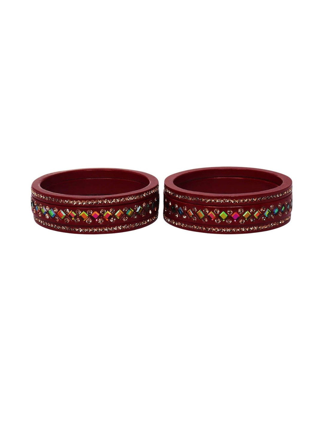 TAJ BRIDAL STORE Women Set of 6 Lac Rainbow Kundan Design Bangles Set