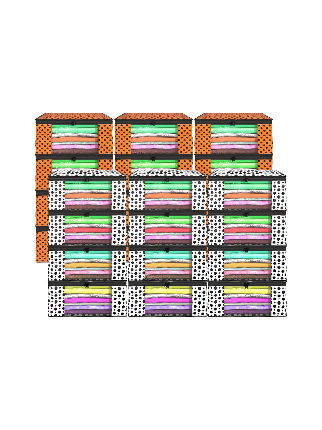 Aura White 24 Pieces Polka Dots Printed Drawer Organisers