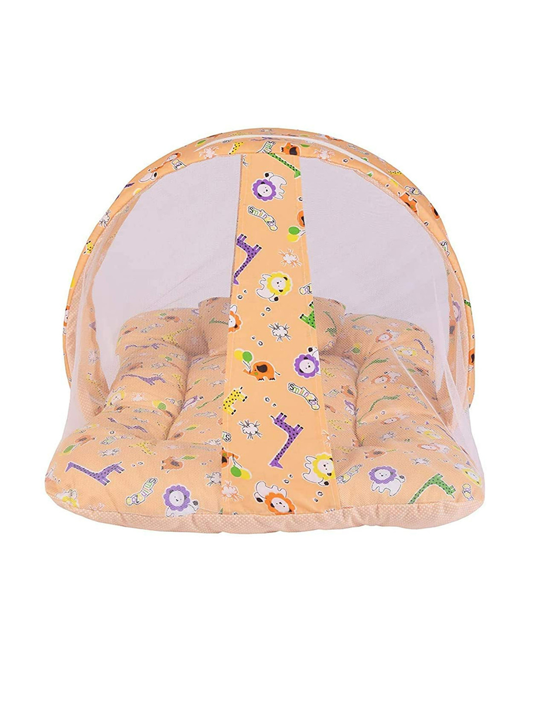 ADORE STUFF Infants Giraffe Printed Pure Cotton Foldable Flat Baby Bed