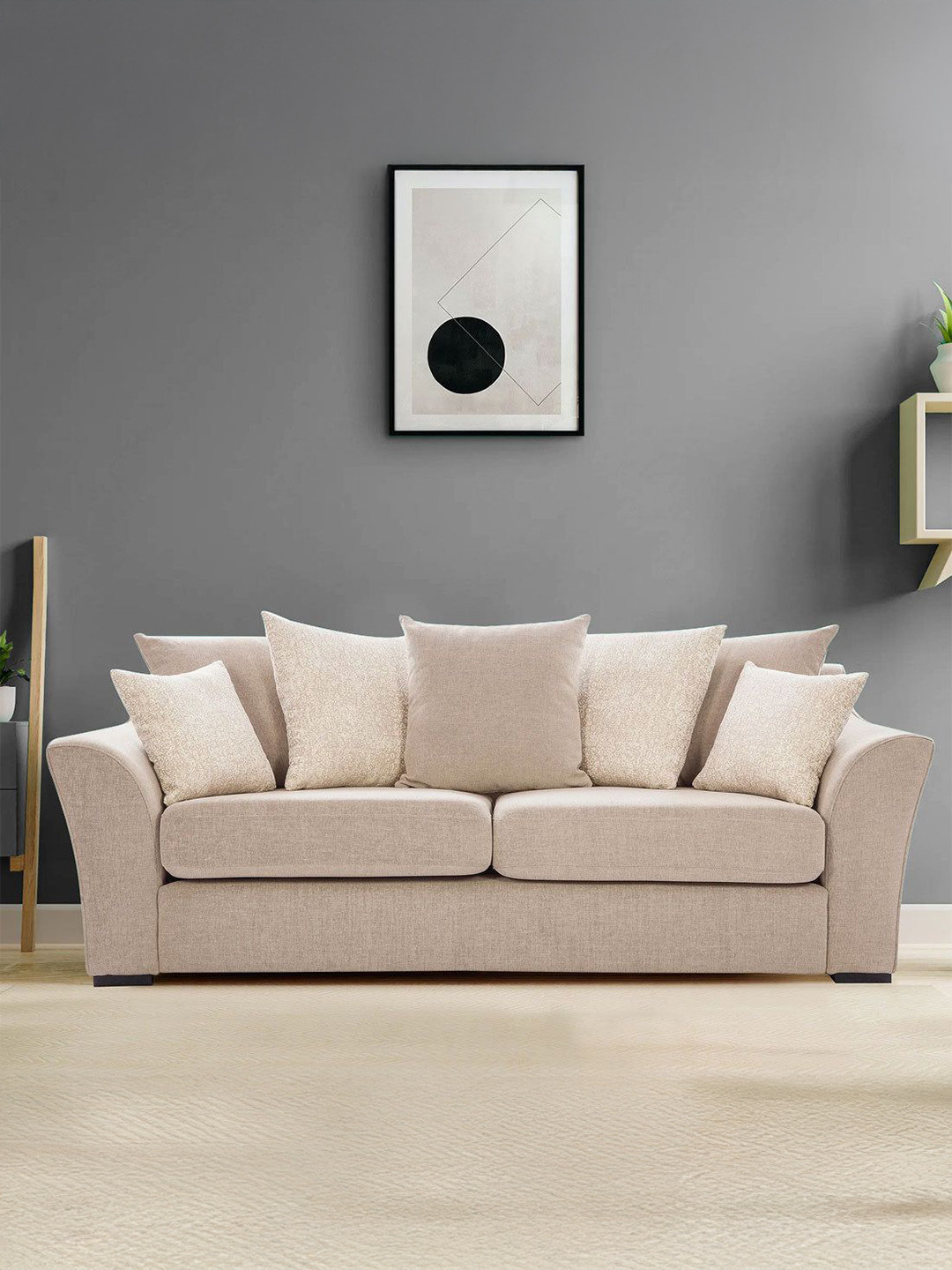 HomeTown Beige 3 Seater Sofa