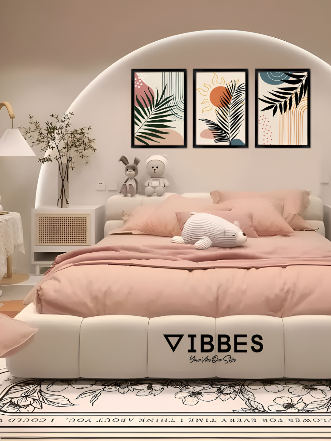 Vibbes Set Of 3 Multicoloured Wooden Tropical Wall Paintings