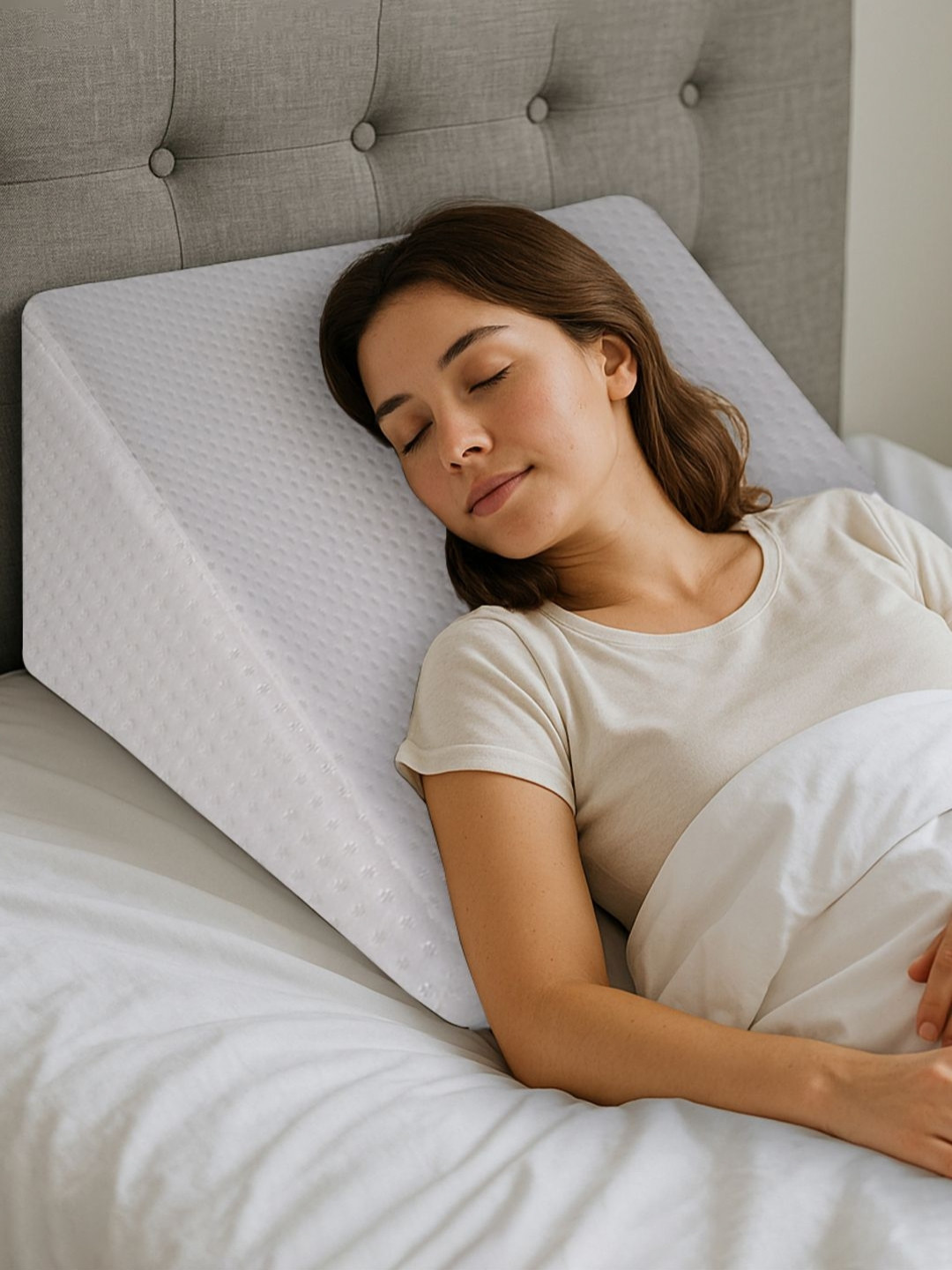 LIBRA HOMES White Ortho Memory Foam Wedge Pillow