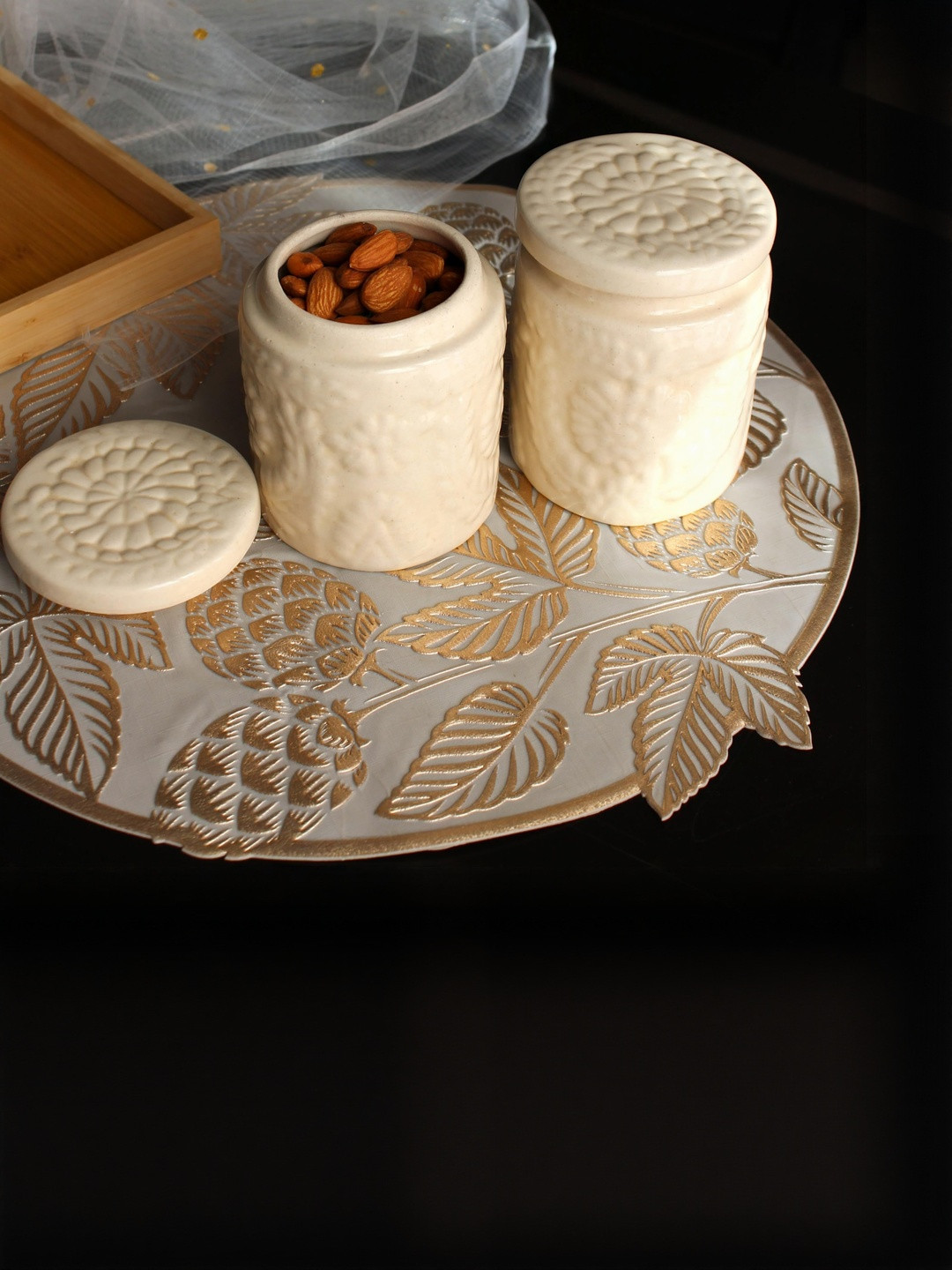 del hogar Ceramic Air Tight Jar Push Button Cylinder Container