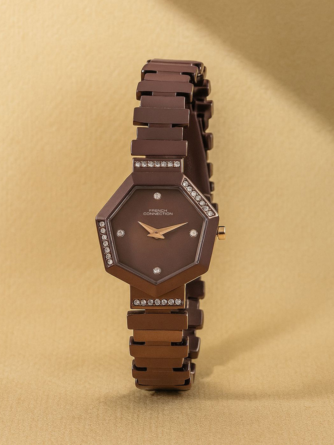 French Connection Women Mother of Pearl Asymmetric Dial Analogue Watch FCN0139BRGM