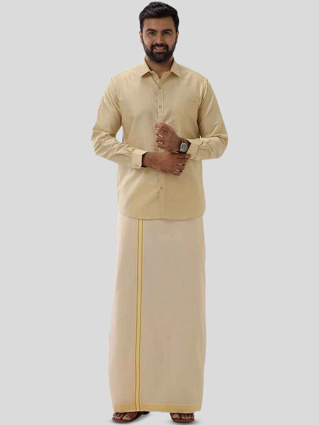 UATHAYAM Men Pure Silk Clothing Set