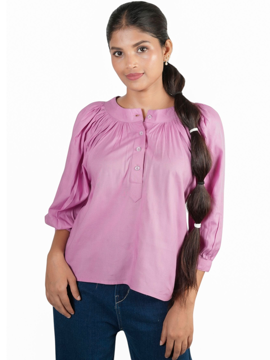 PALL&WE Women Solid Puff Sleeve Regular Top