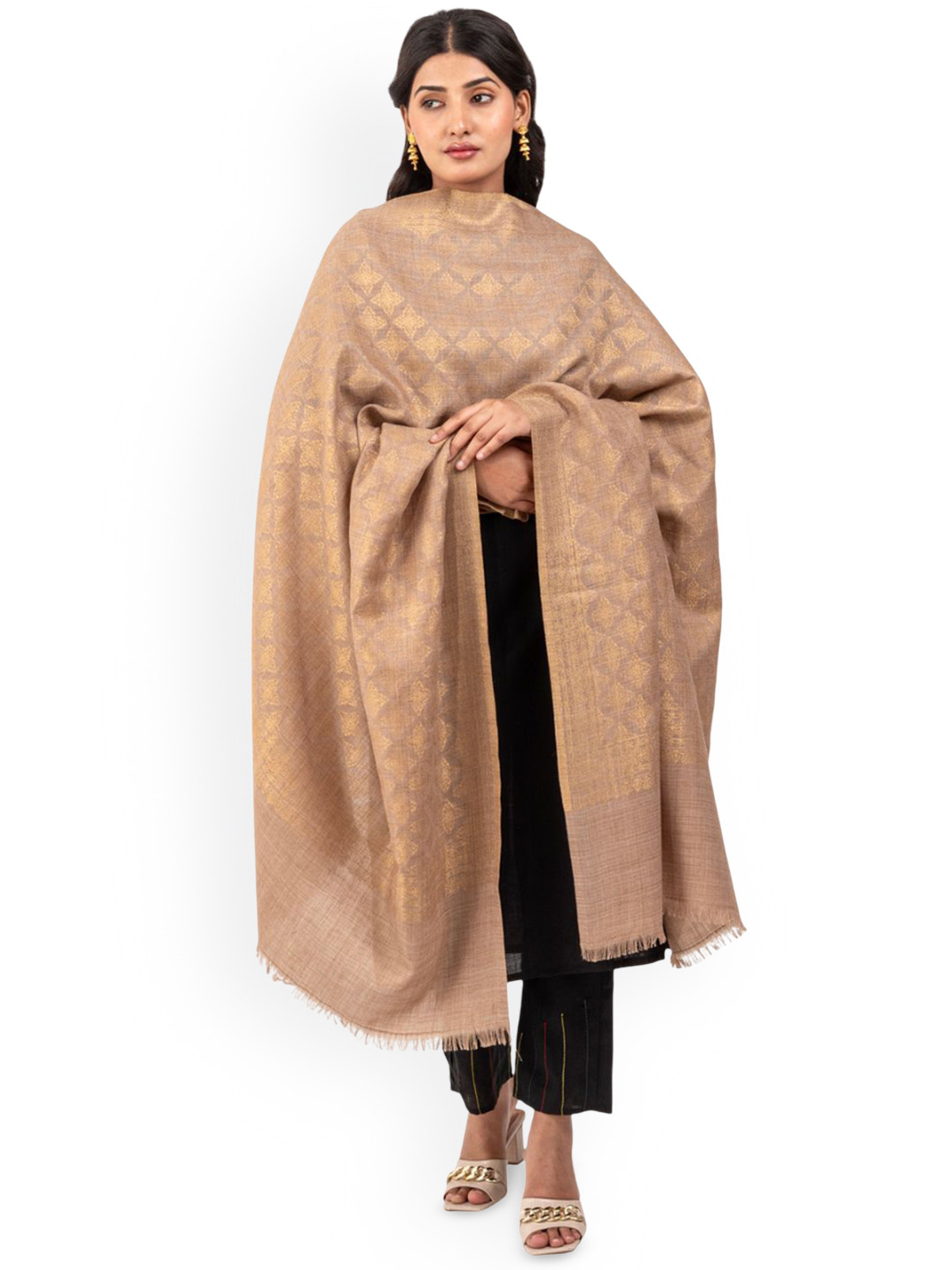 Naureen Geometric Woven Design Shawl