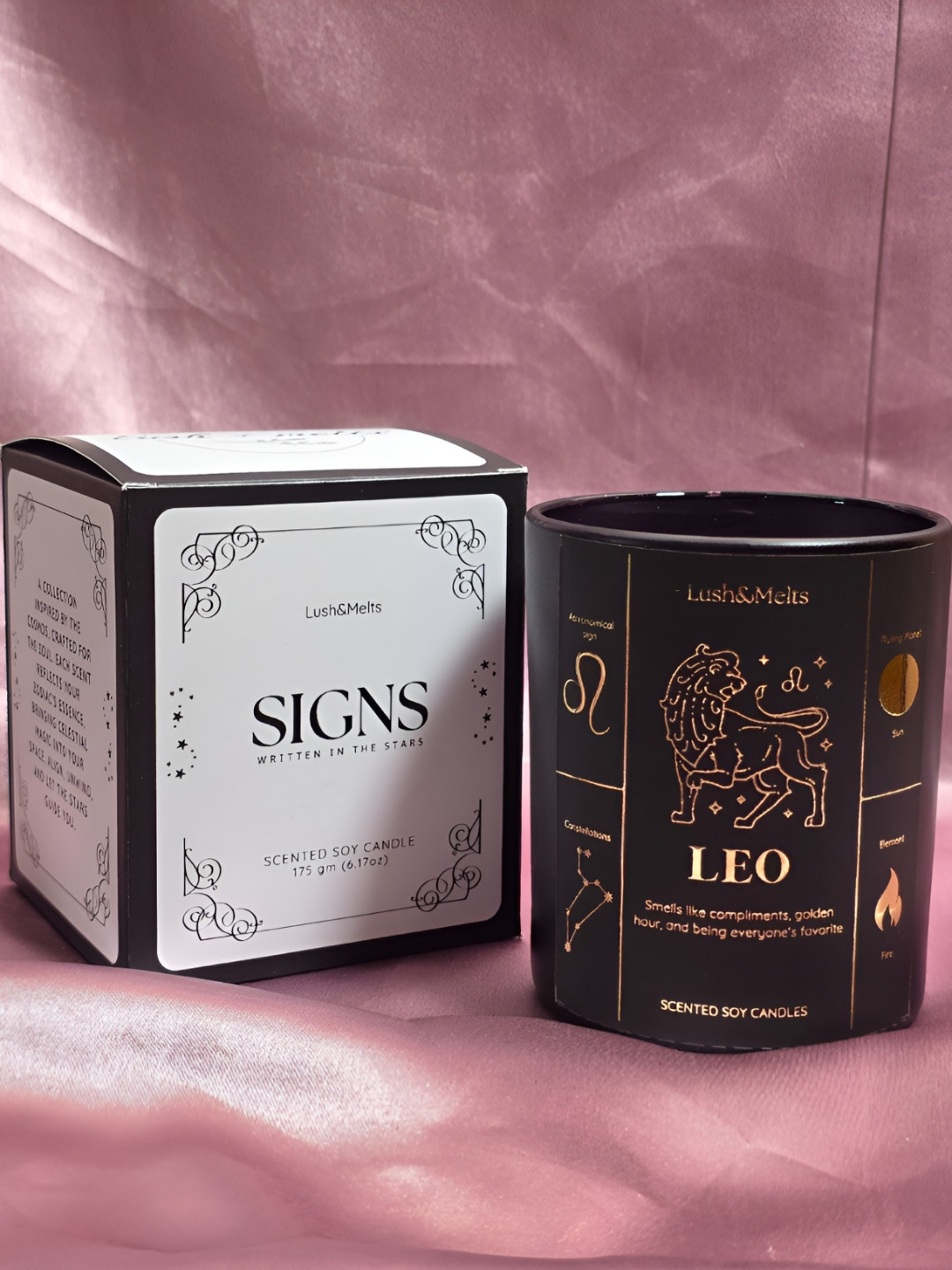 Lush and Melts Black & Gold-Toned Leo Zodiac Scentned Candle