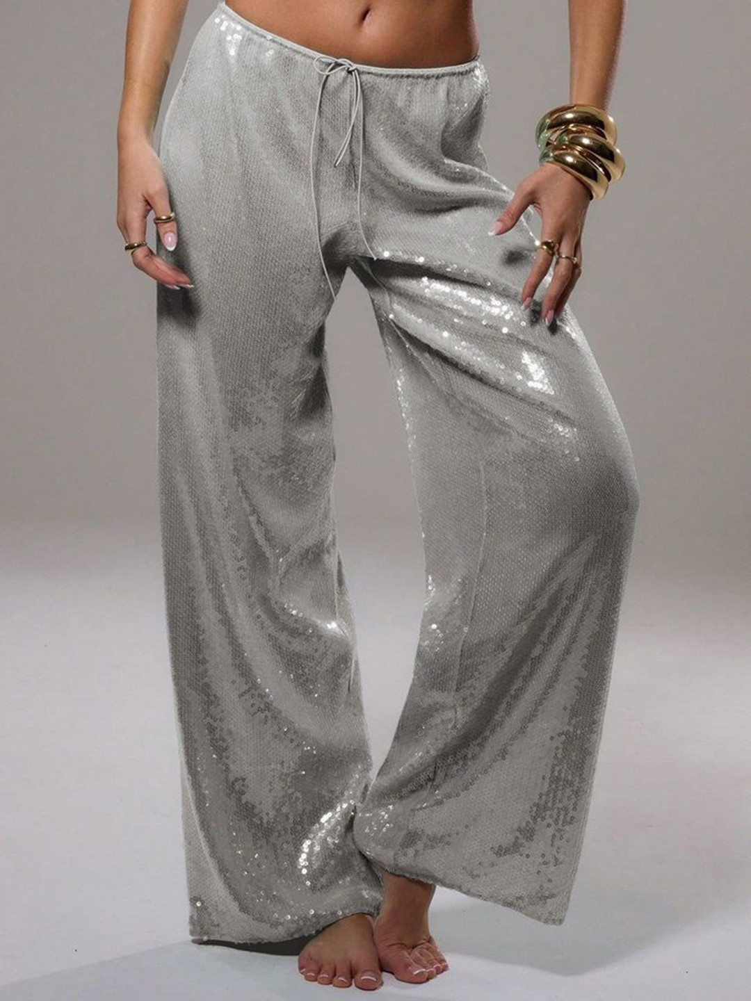LULU & SKY Women Party Wide Leg Loose Fit Trousers