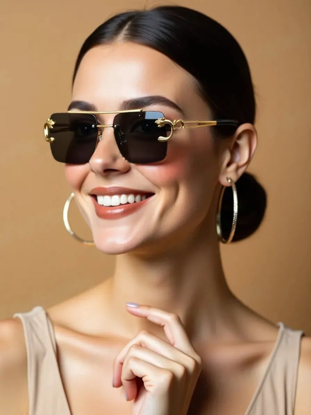 RORCE Unisex Rectangle Sunglasses with UV Protected Lens RS38GOF_BLL