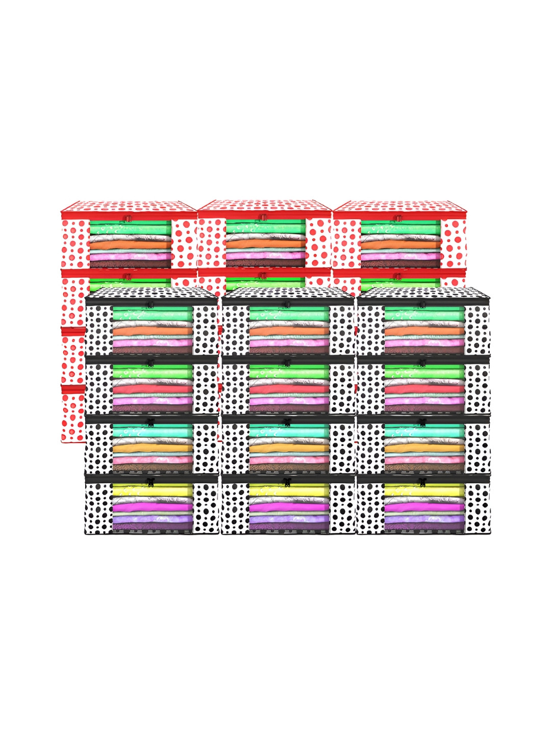 Aura White 24 Pieces Polka Dots Printed Drawer Organisers