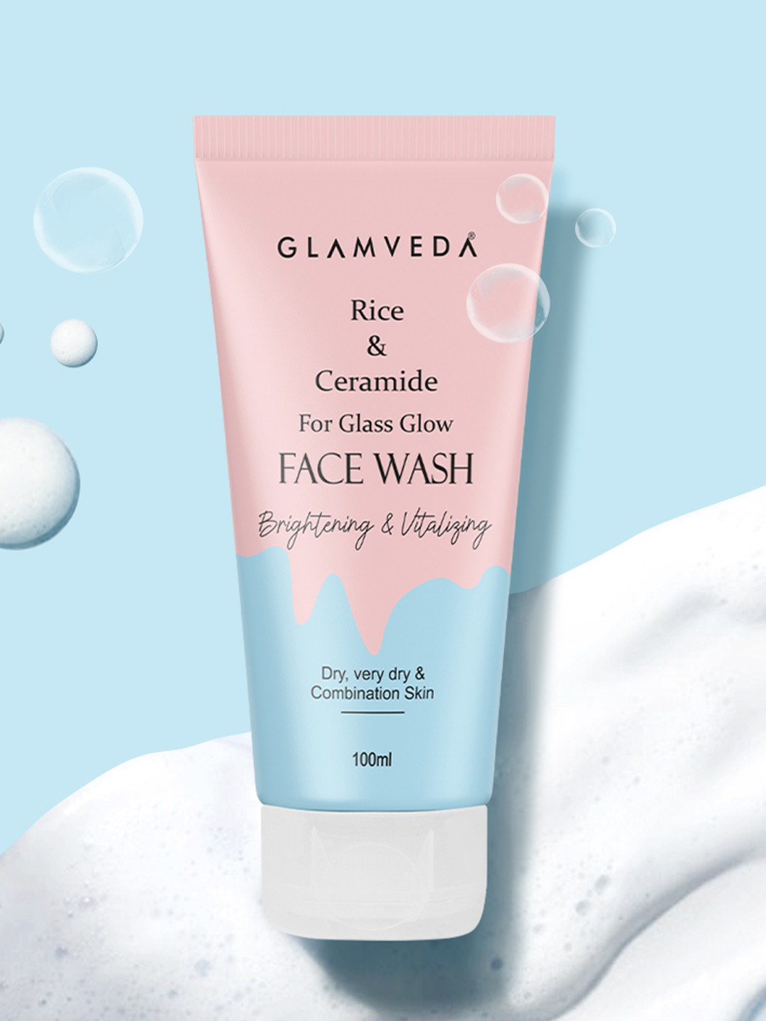 GLAMVEDA Skincare Rice & Ceramide Glass Skin Face Wash 100ml