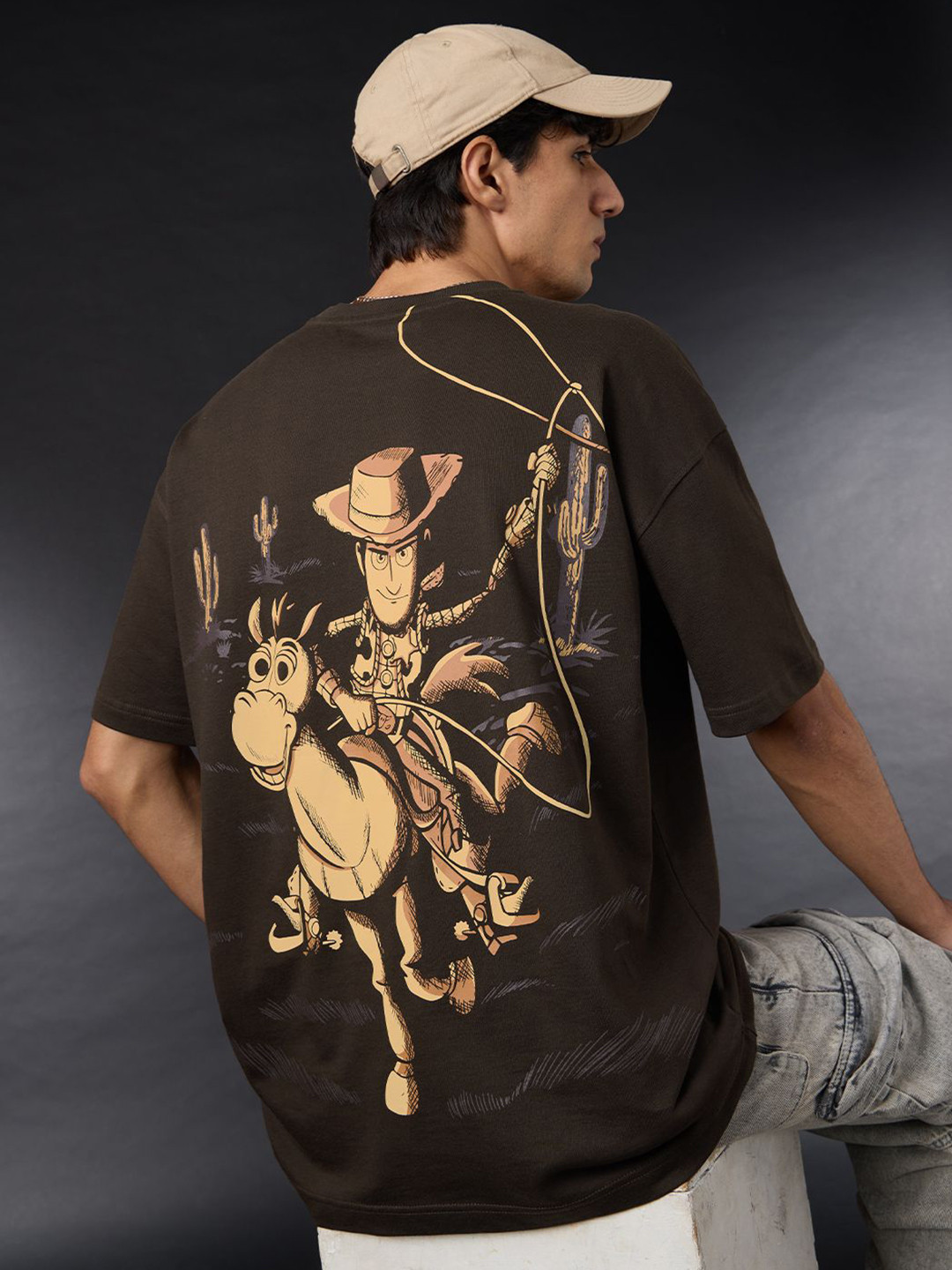 The Souled Store Oversized Toy Story Woody Printed Round Neck Pure Cotton T-Shirt