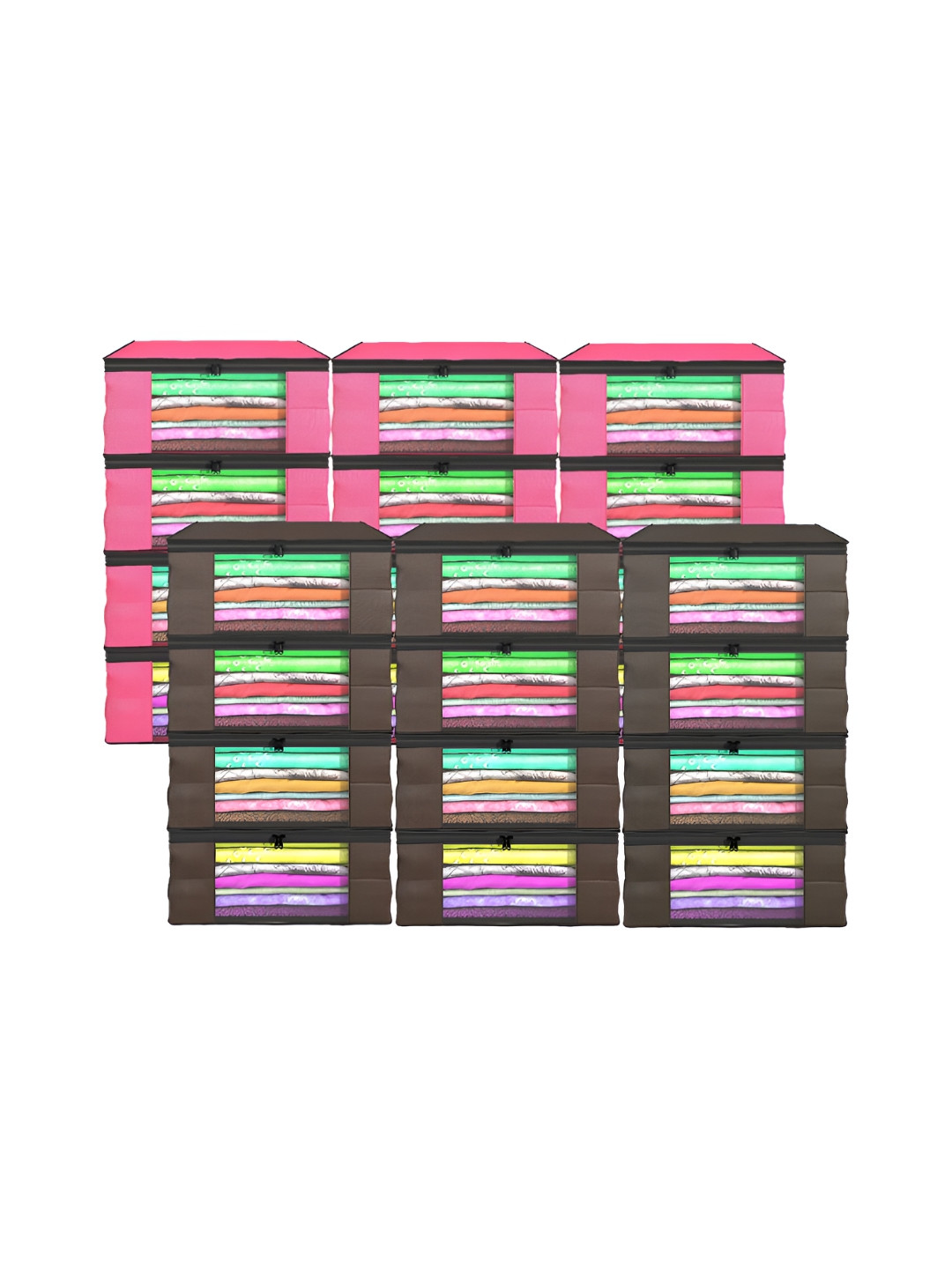 Aura Brown And Pink 24 Pieces Foldable Saree Covers