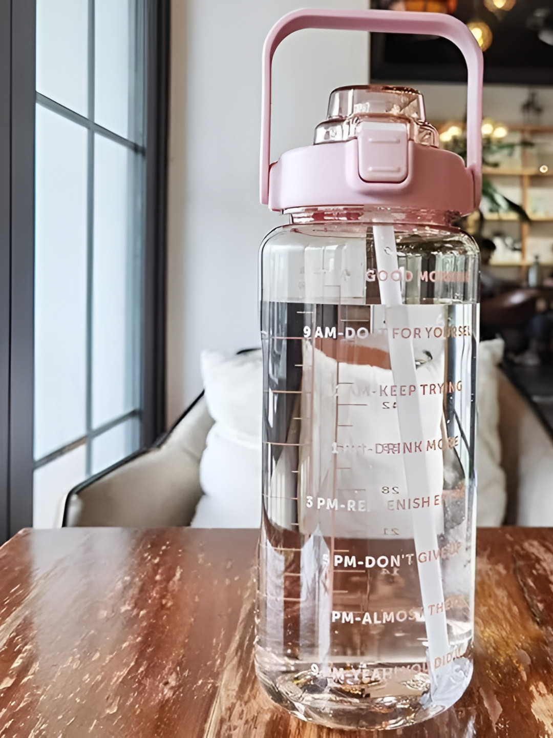 Mebo Pink & Transparent Printed Water Bottle - 2000 ml