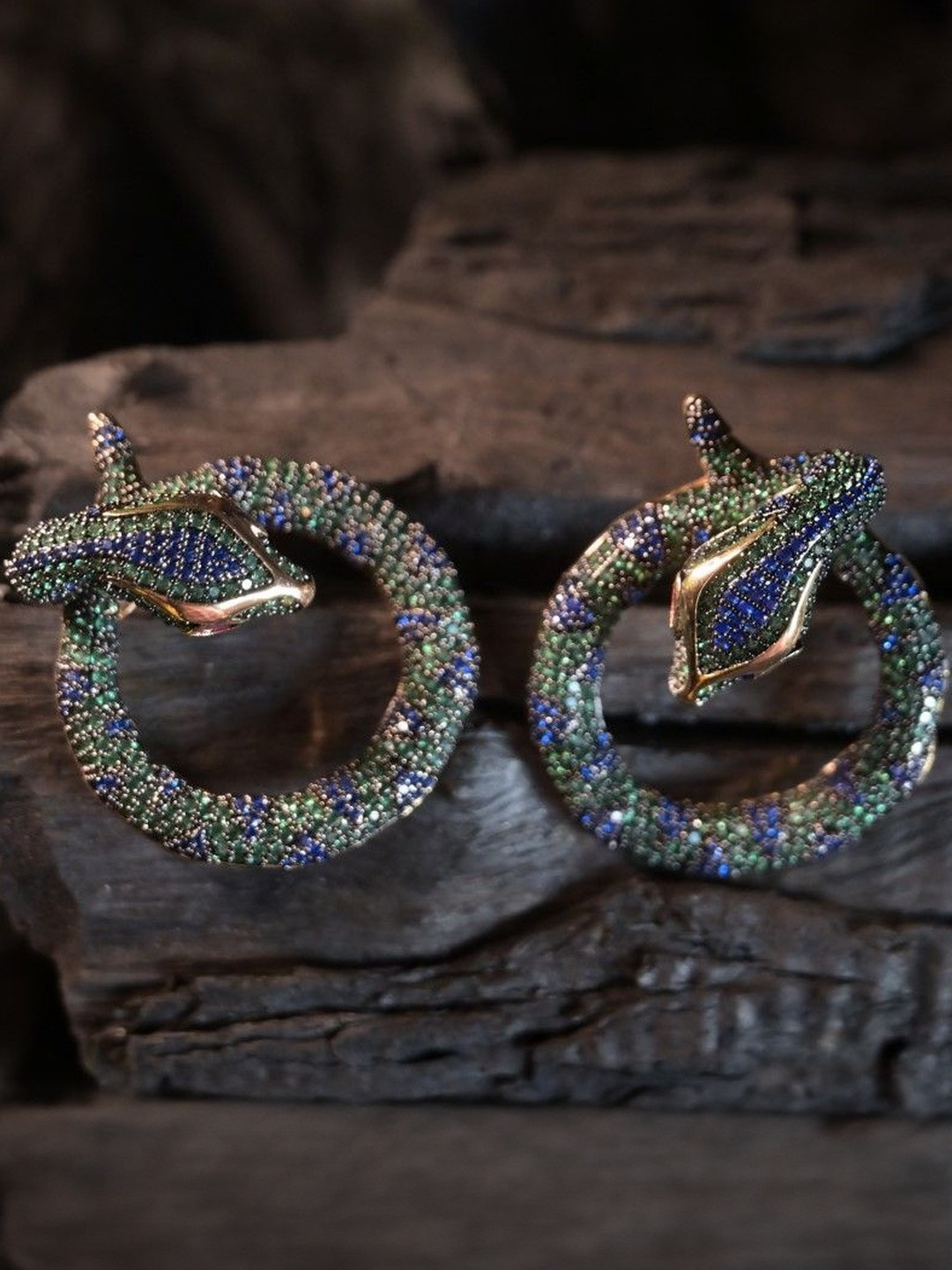 SWAN JEWELS American Diamond Studded Snake Shaped Ear Cuff Earrings