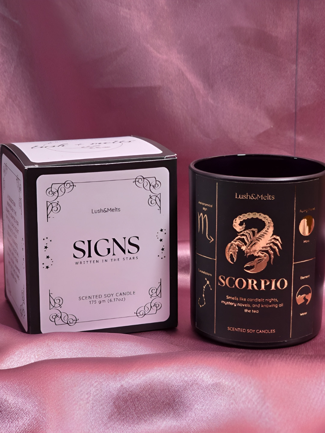 Lush and Melts Black Scorpio Zodiac Scentned Candle
