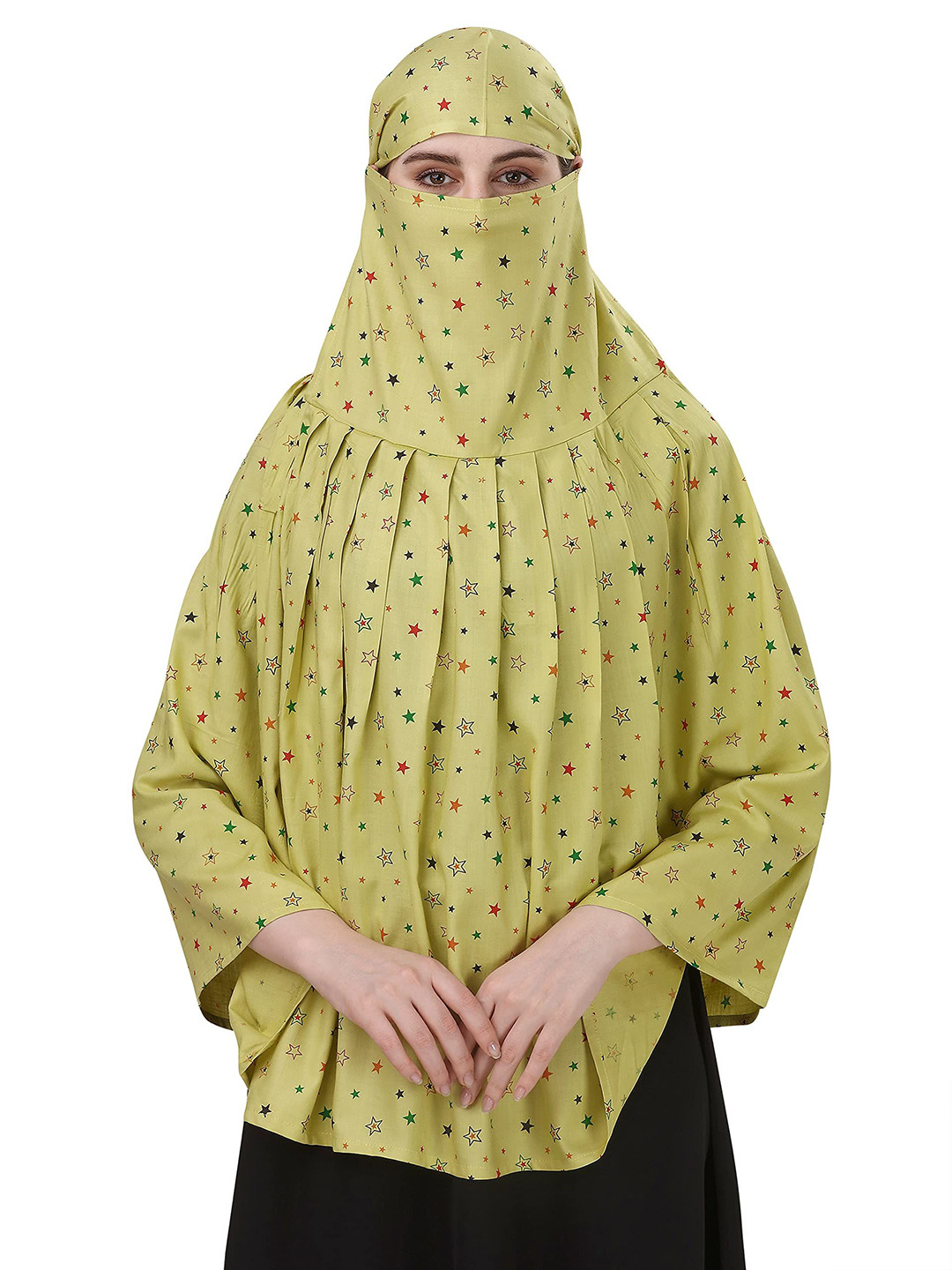 7 season's Women Green Cotton Sun Protection Star Printed Stole