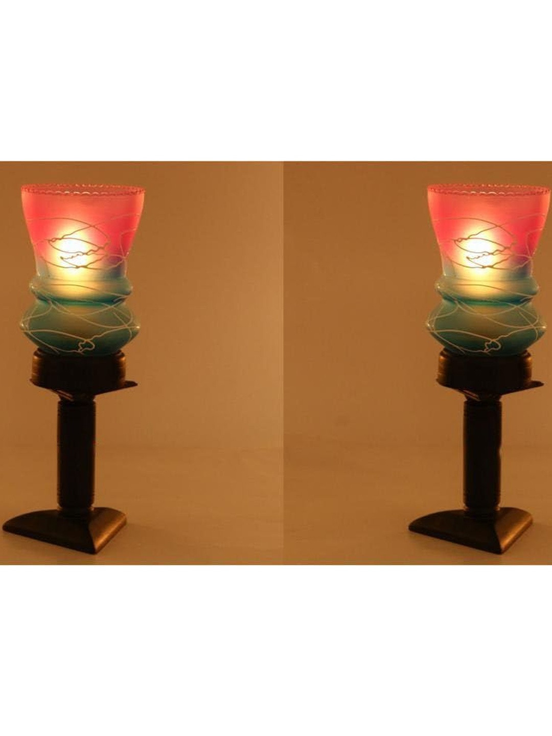 1ST TIME Purple Glass Cylinder Table Lamps