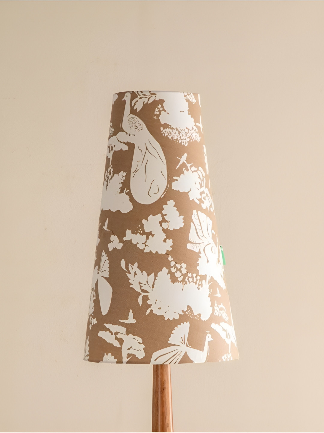 FREEDOM TREE White & Brown Printed Peacock Tall Taper Floor Lamps