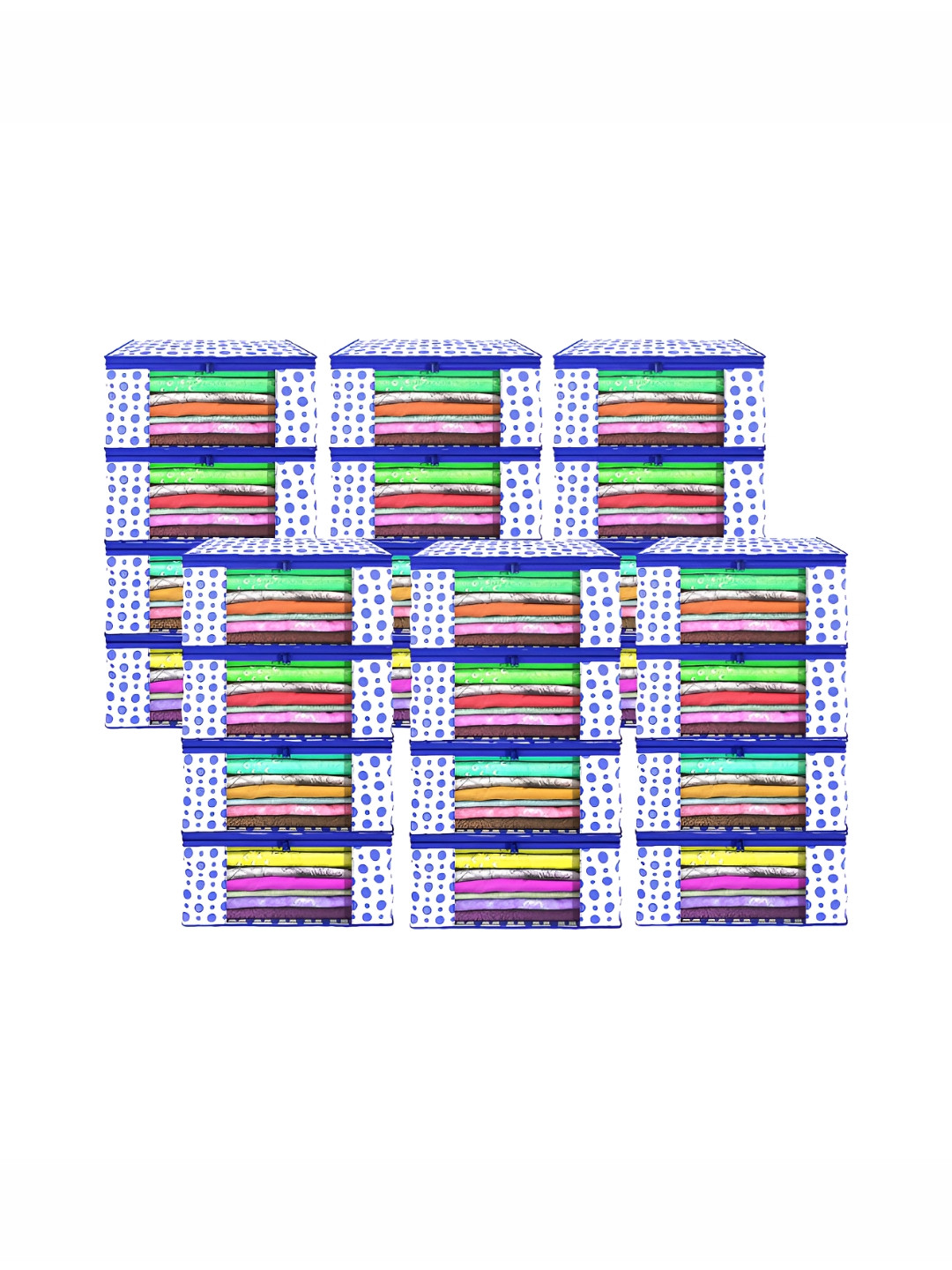 Aura Blue And White 24 Pieces Printed Foldable Saree Covers