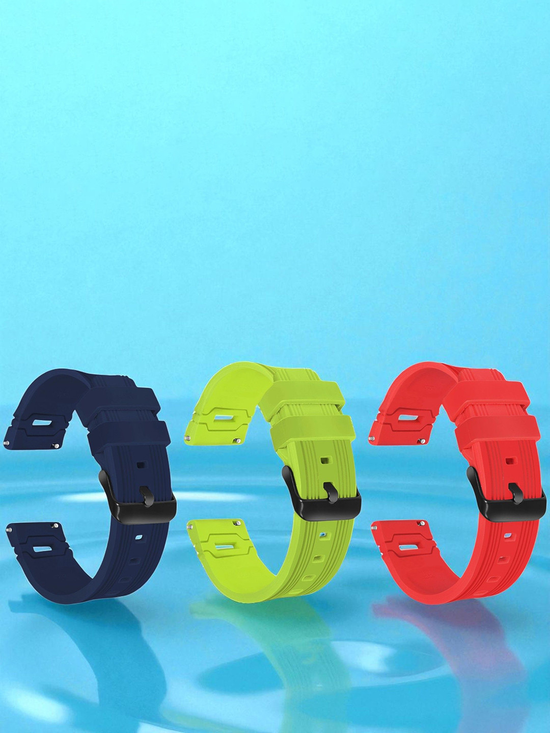 LORENZ Set Of 3 Silicon Watch Straps With Buckle Lock