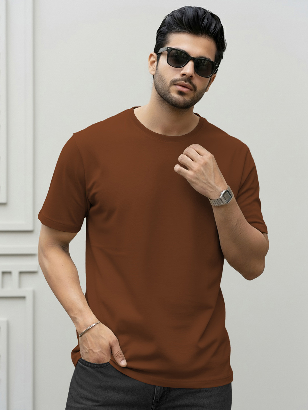 TRIPR Round Neck Drop-Shoulder Sleeves T-shirt
