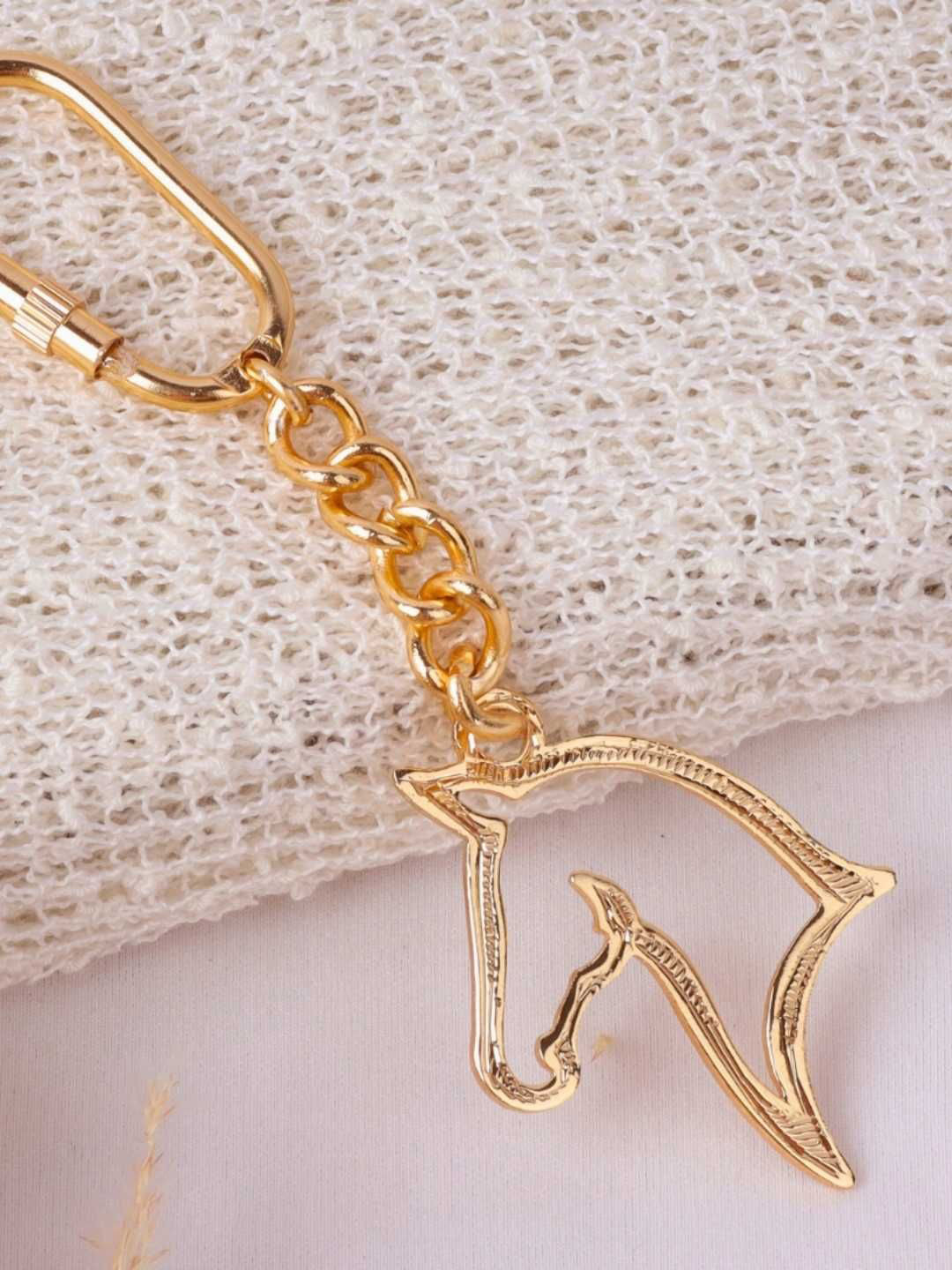 Elita Decorative Unisex Gold-Plated Chain Link Finish Horse Head Key Chain