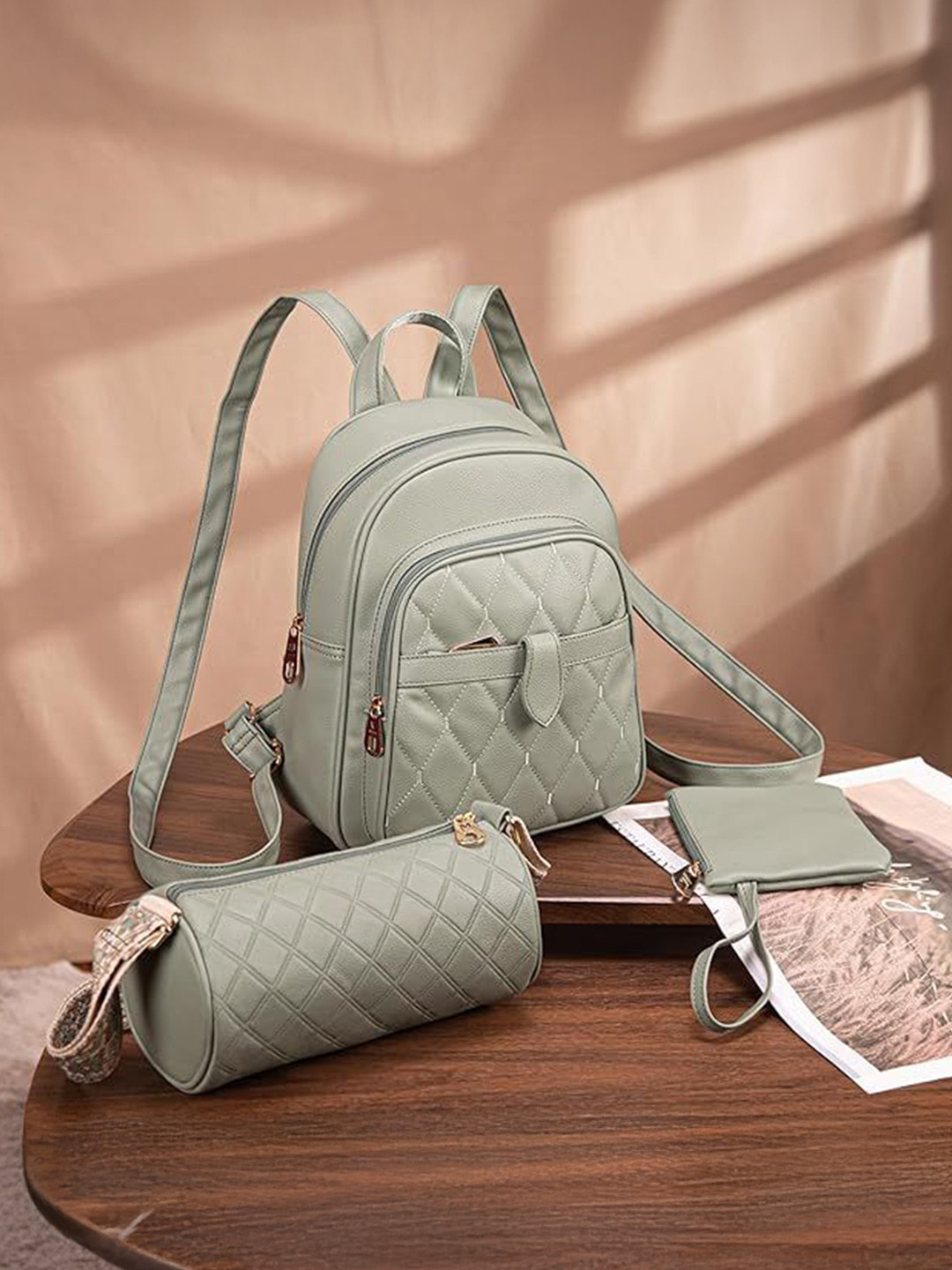 K.B.SALES Women Solid Small Ergonomic Backpack With 2 Pouches