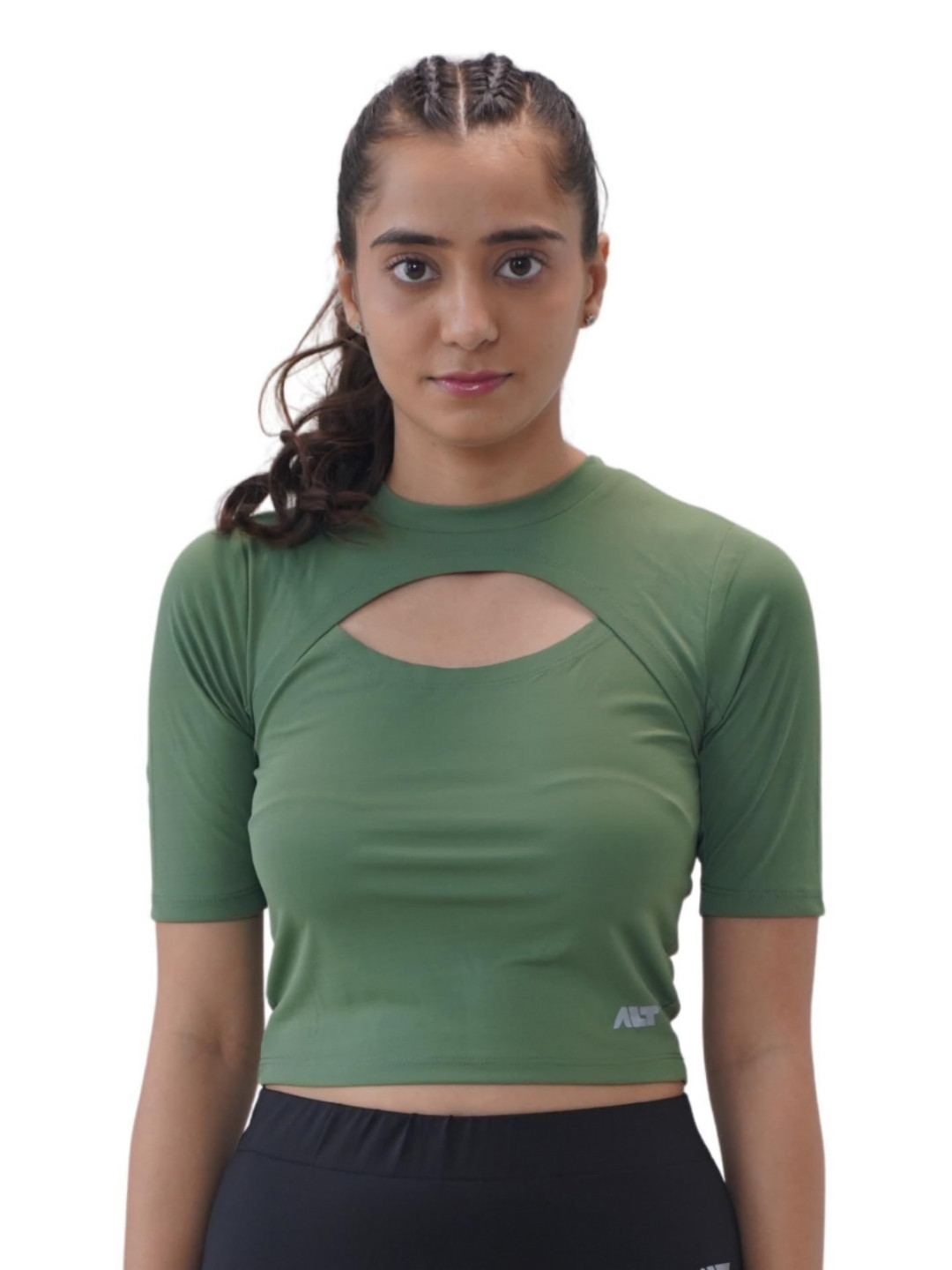ALT THEALTCULTURE Cut Out High Neck Crop Top