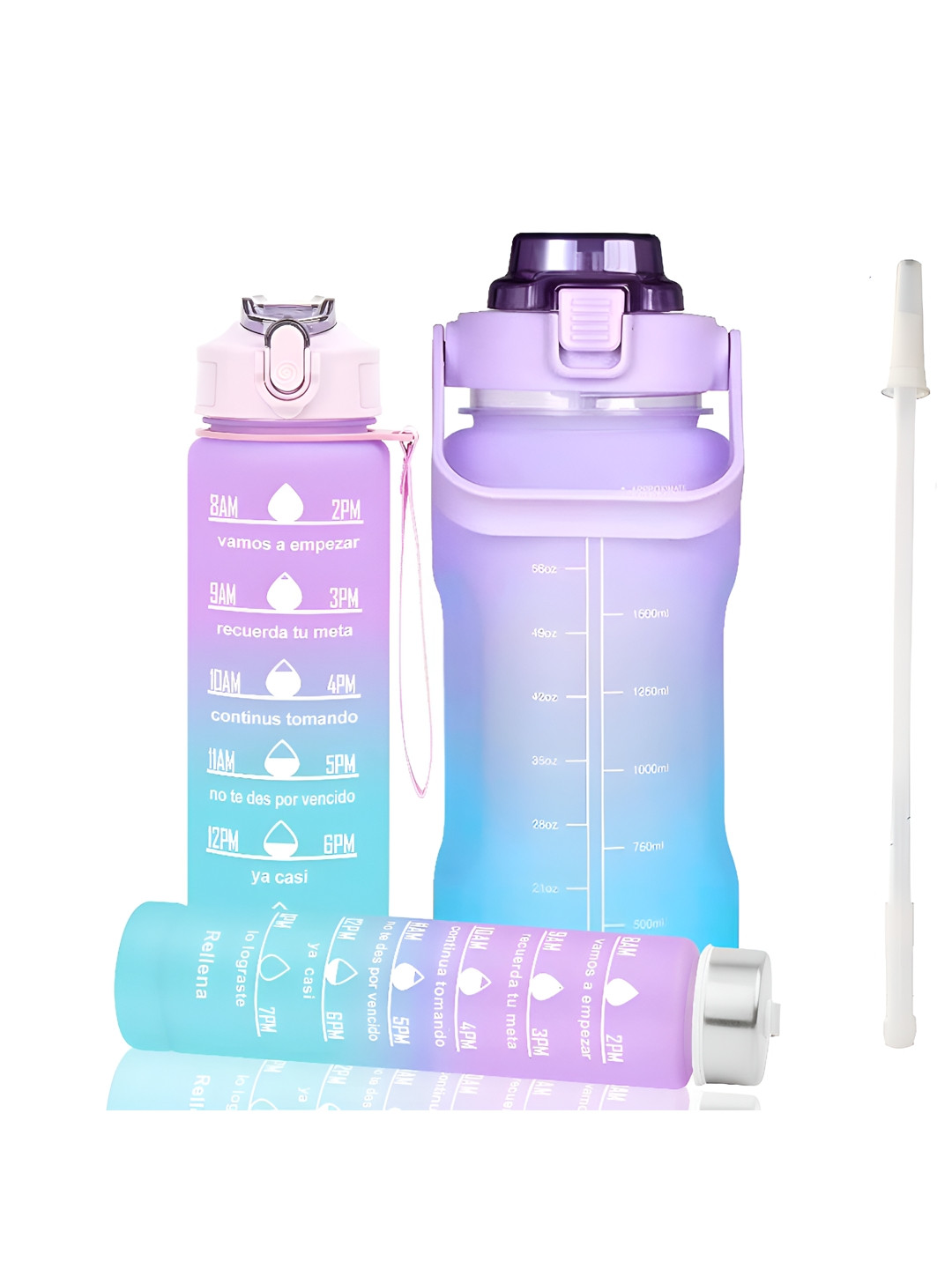 Mebo Blue 3 Pieces Printed Water Bottles