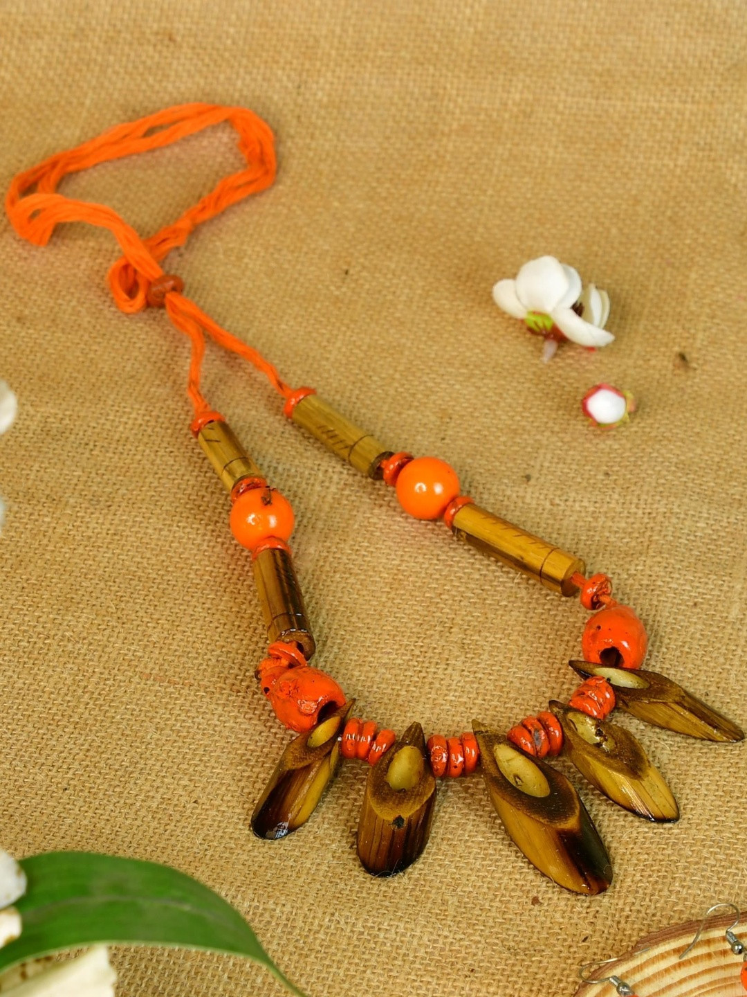 SOWPEACE Women Bamboo Slice Necklace German Silver Jewellery Set