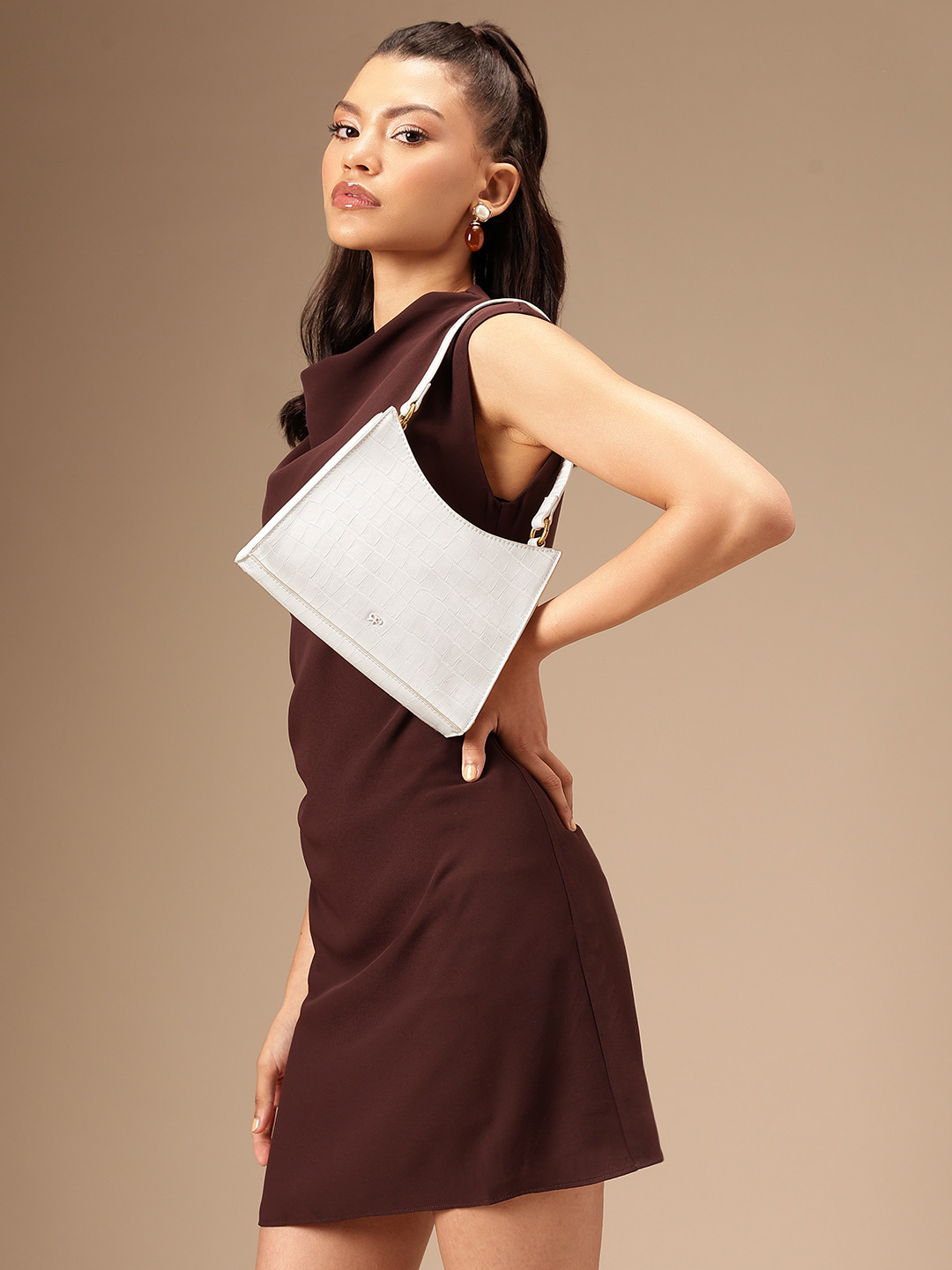 PARFOIS Croc Textured Structured Shoulder Bag