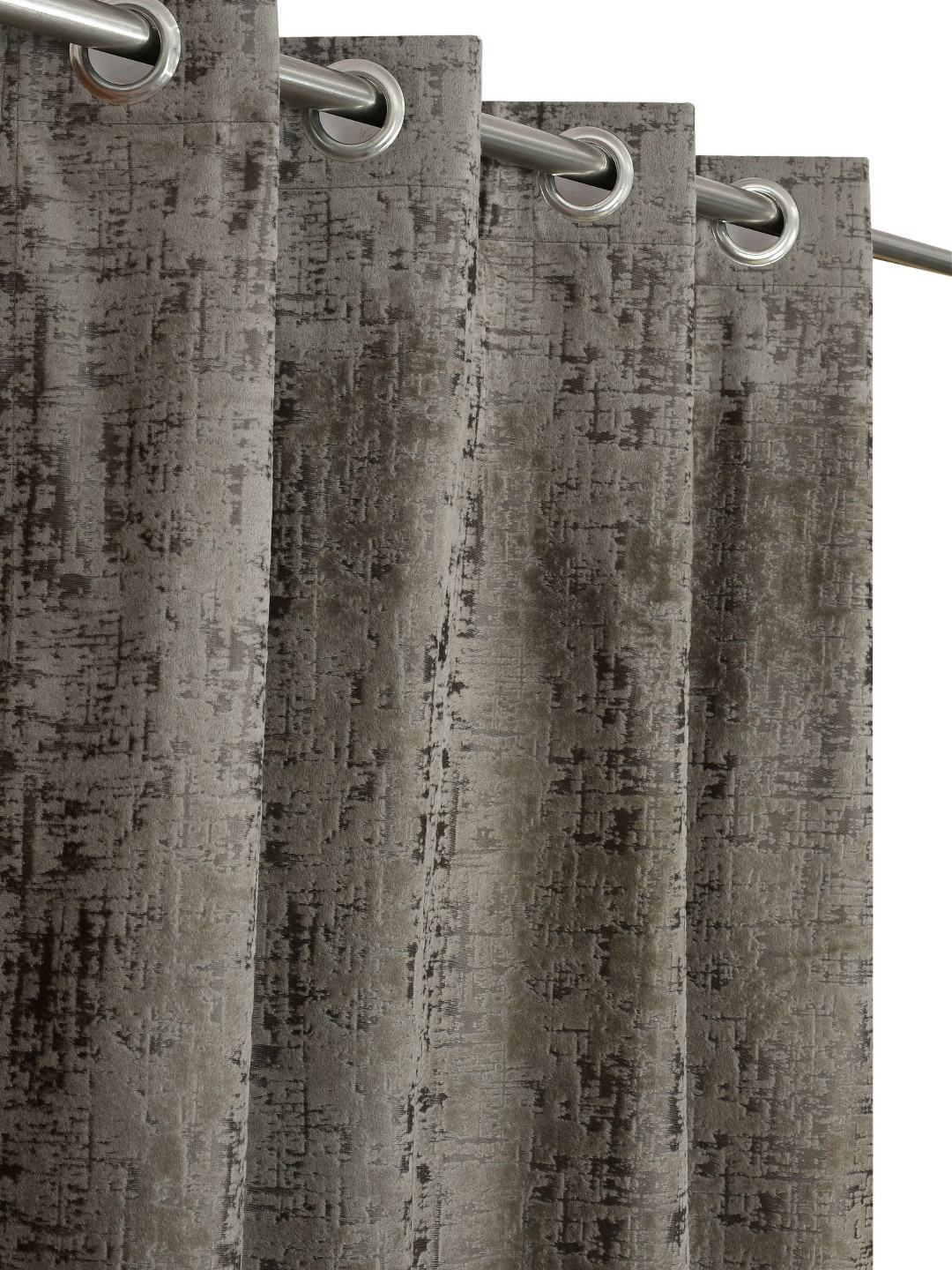 GEET CREATIONS Charcoal & Gold-Toned 2 Pieces Velvet Room Darkening Long Door Curtains