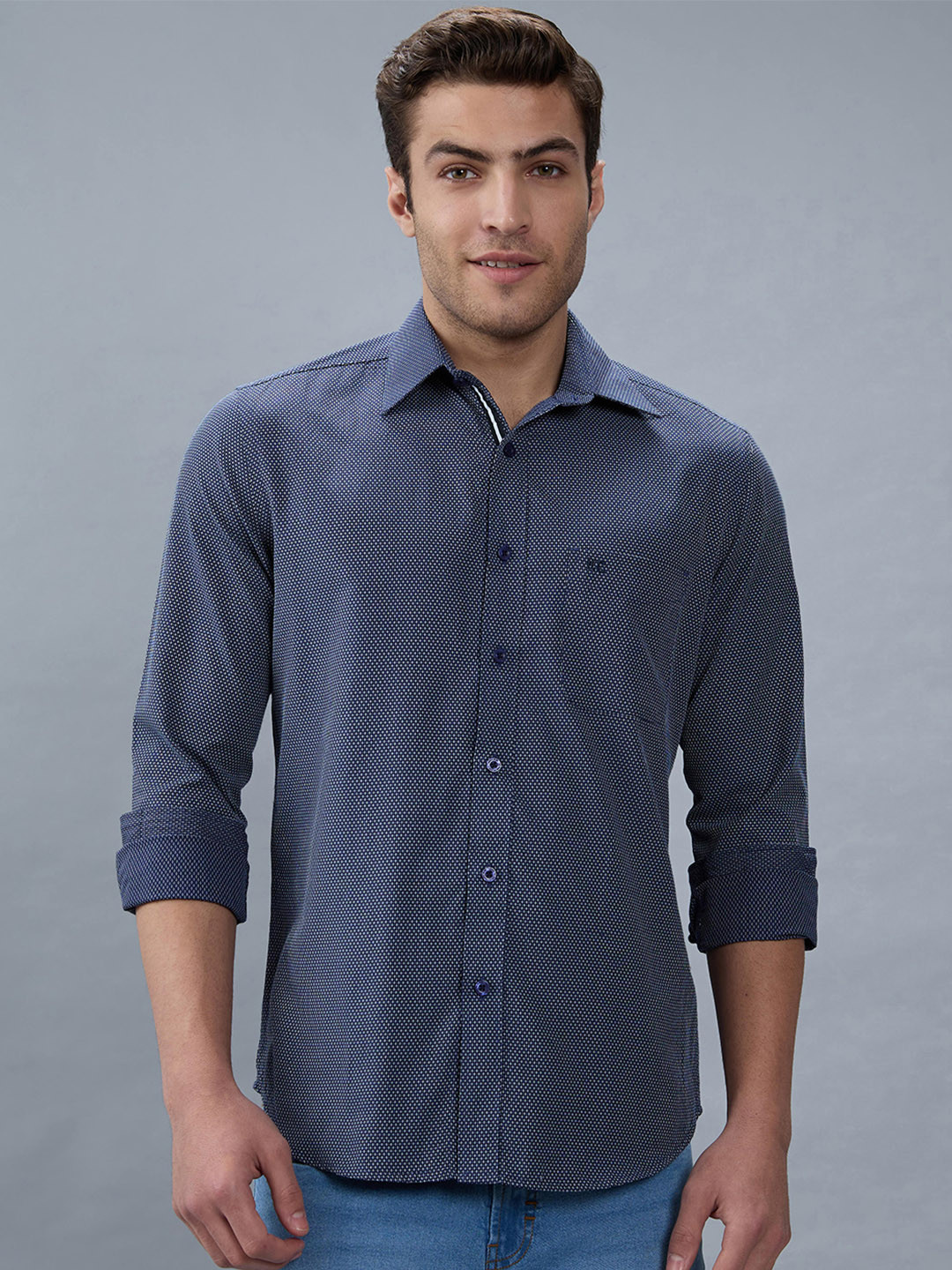 Kenneth Cole Slim Fit Micro Ditsy Printed Long Sleeves Shirt