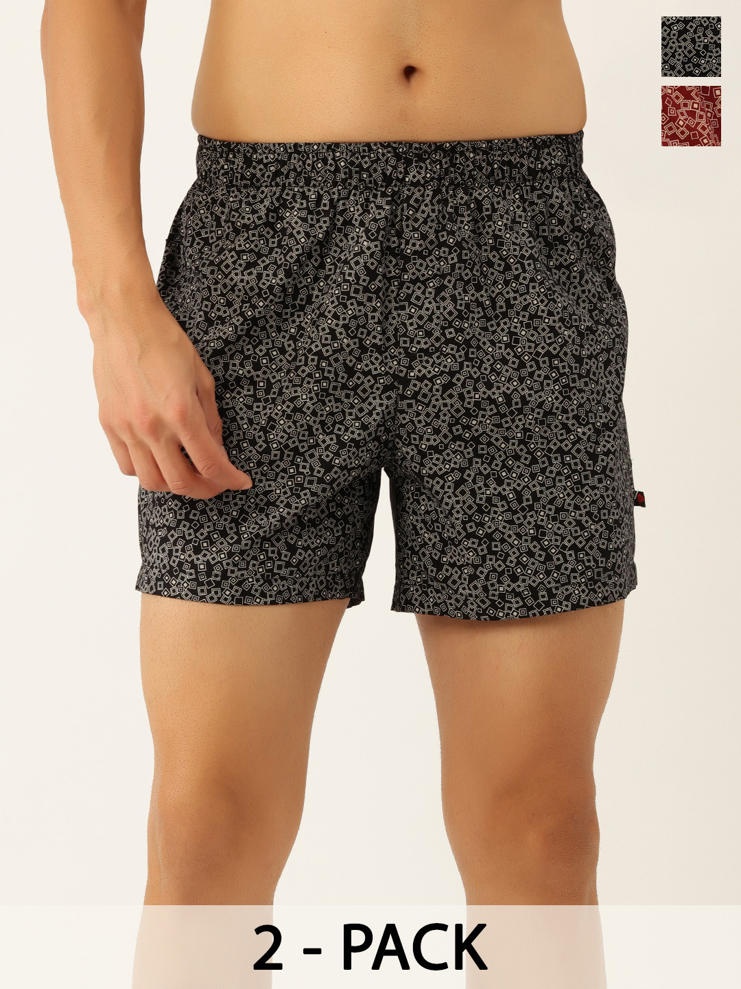 John Players Pack Of 2 Printed Pure Cotton Boxers