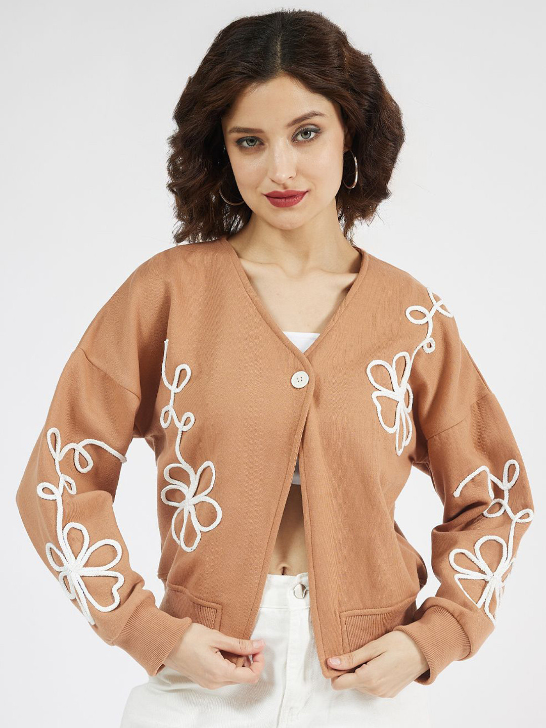 Athena Women Embroidered Front Open Sweatshirts