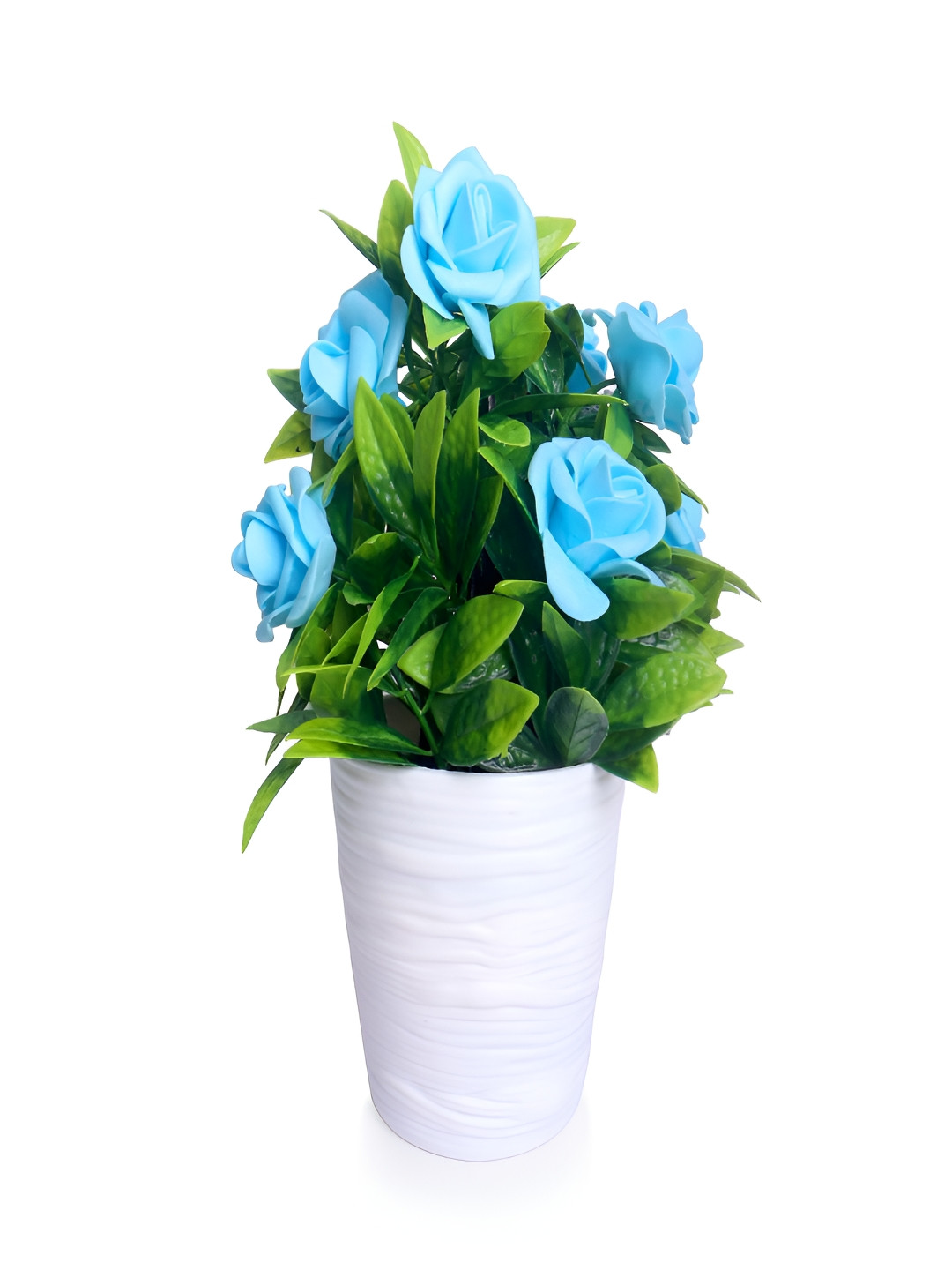 PROKART Blue & Green Rose Artificial Flower With Pot