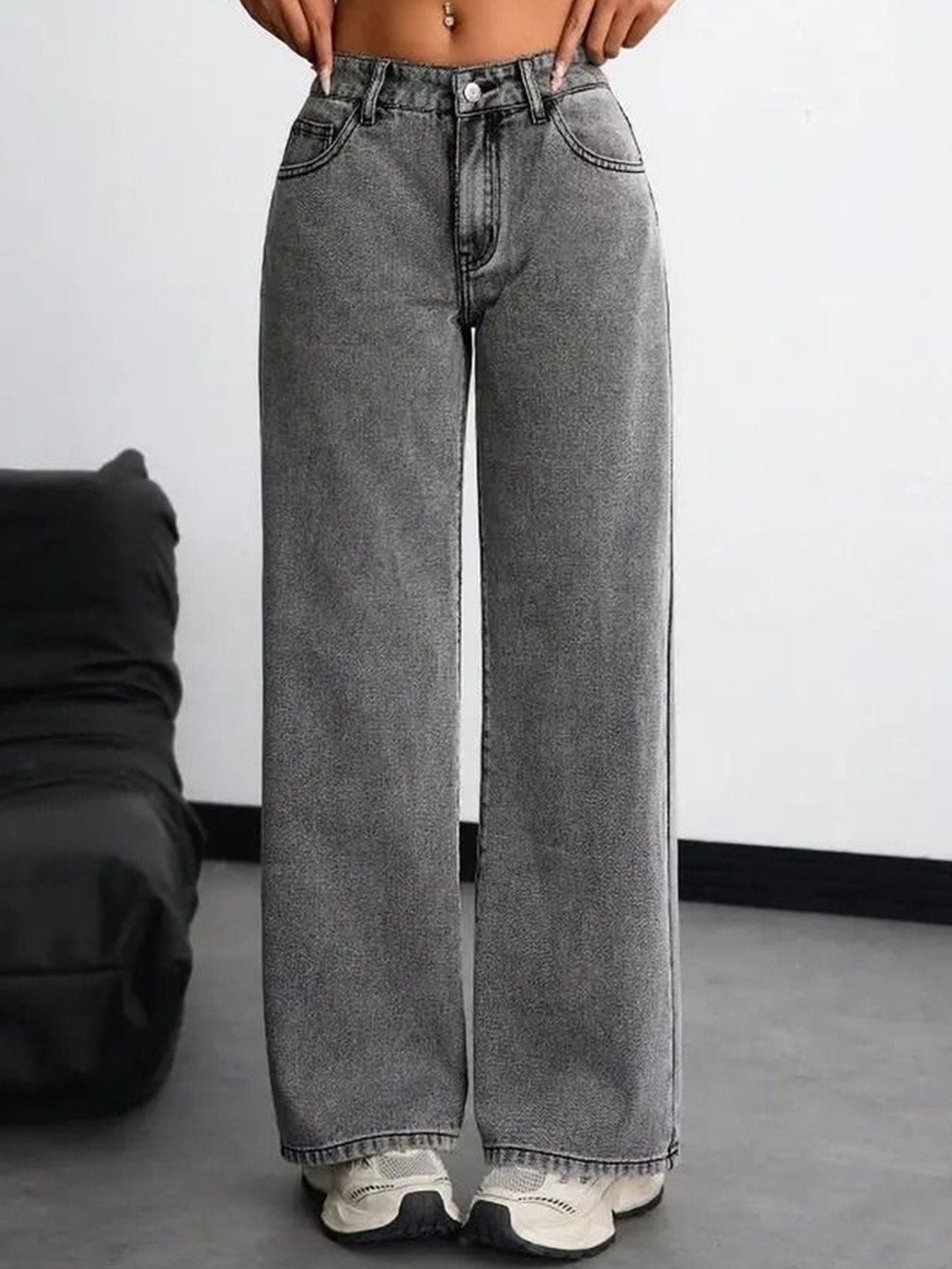 VK FASHION Women Jean Wide Leg High-Rise Light Fade Stretchable Jeans