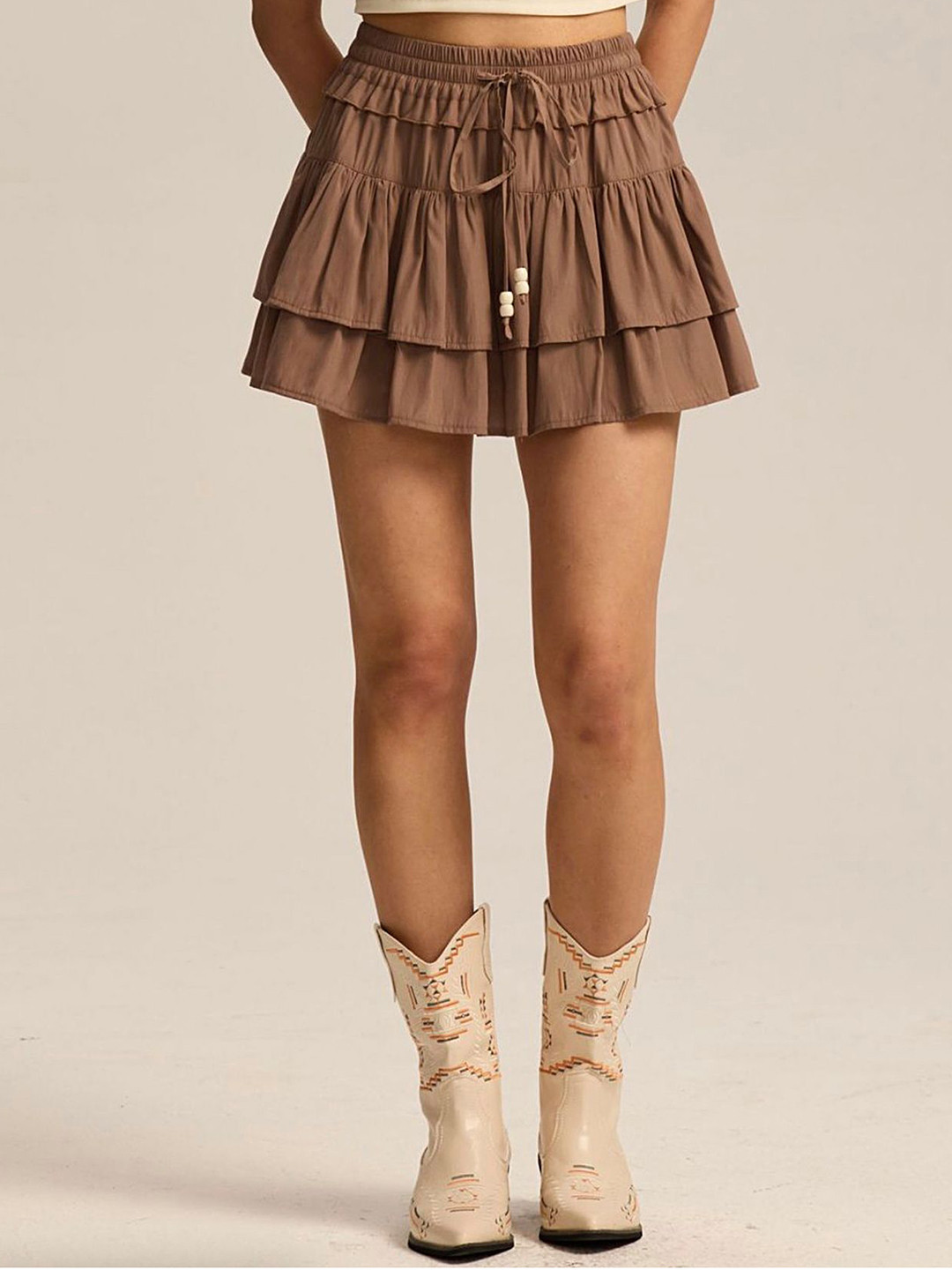 LULU & SKY Women High-Rise Tiered Ruffle Layered Mini Skirt