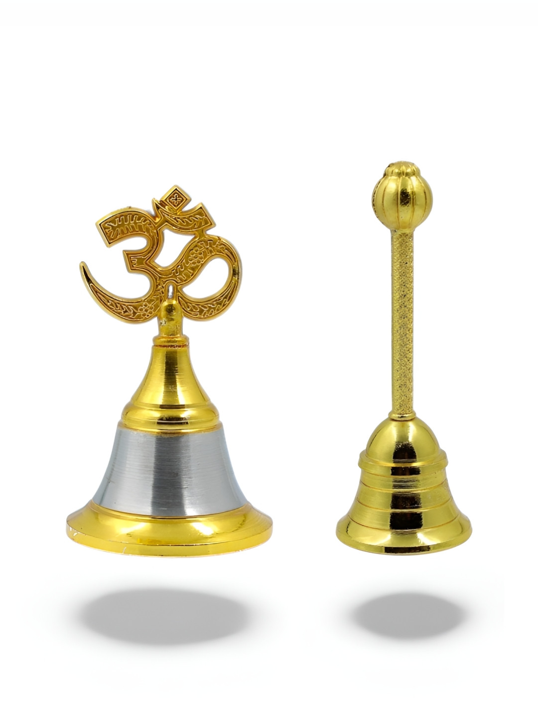 Adhvik Gold Toned 2 Pieces Om & Round Head Spiritual Pooja Bells