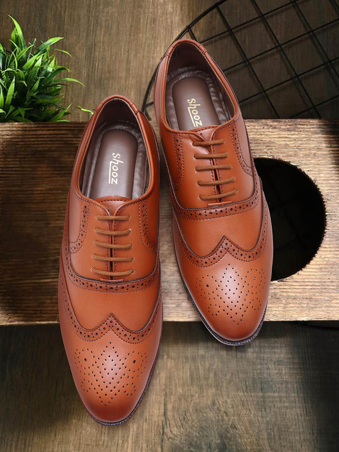 Shooz Men Pointed Toe Lace-Up Brogues