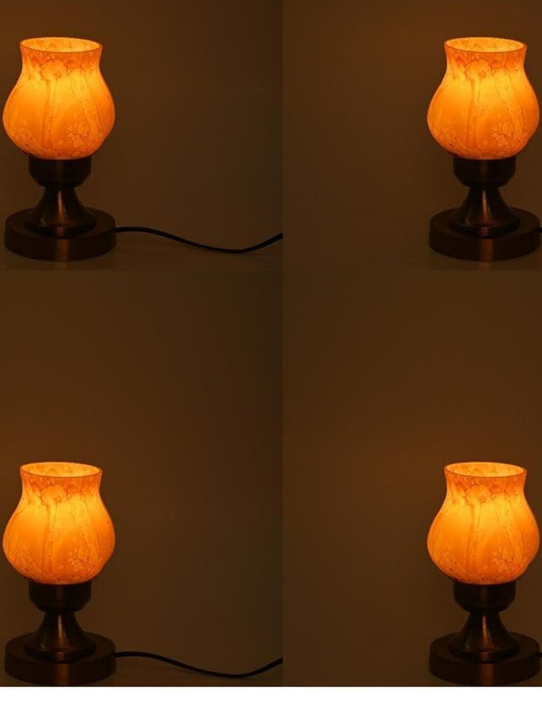 1ST TIME Pack Of 4 Gold-Toned Glass Cylindrical Shaped Table Lamp with Adjustable Cord